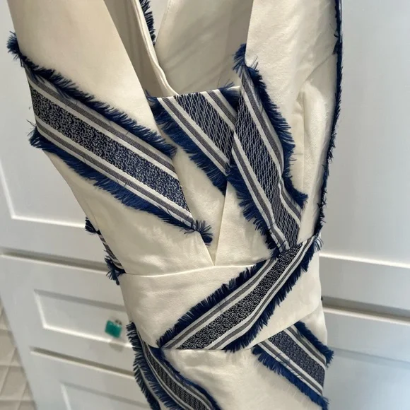 Milly White Dress with Blue Embroidery - Picture 8 of 9